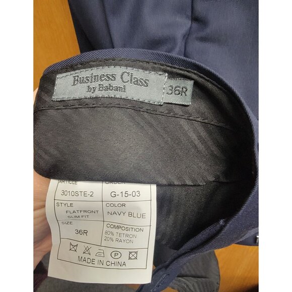 Mens Navy Blue Classic 2-Button Suit Polyester & Rayon Unhemmed Pants 42R * 34 - Picture 14 of 16